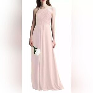 Bill Levkoff 7001 Halter Chiffon A-Line Gown NWOT Size 8 Petal Pink